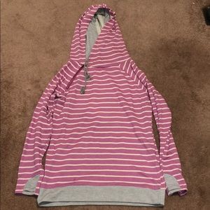 Double hooded sweatshirt.